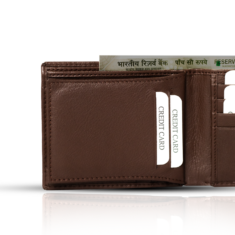Timeless Men's Leather Bifold Wallet - Secure Style with Zipper