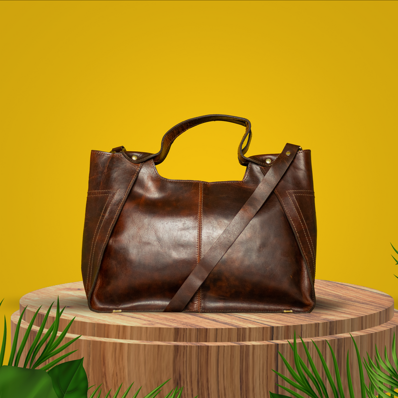Hardwax Leather Women's Tote Bag: Timeless Elegance, Secure Zip, Effortless Organization