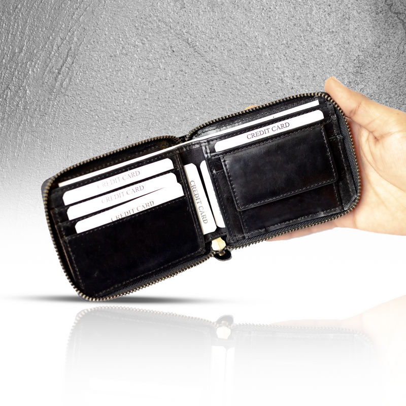 Versatile Card Holder Wallet - Modern Elegance with Key Holder & Zip Closure