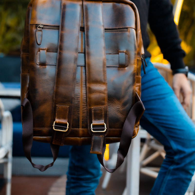 Adventure-Ready: Genuine Leather Backpack for Men