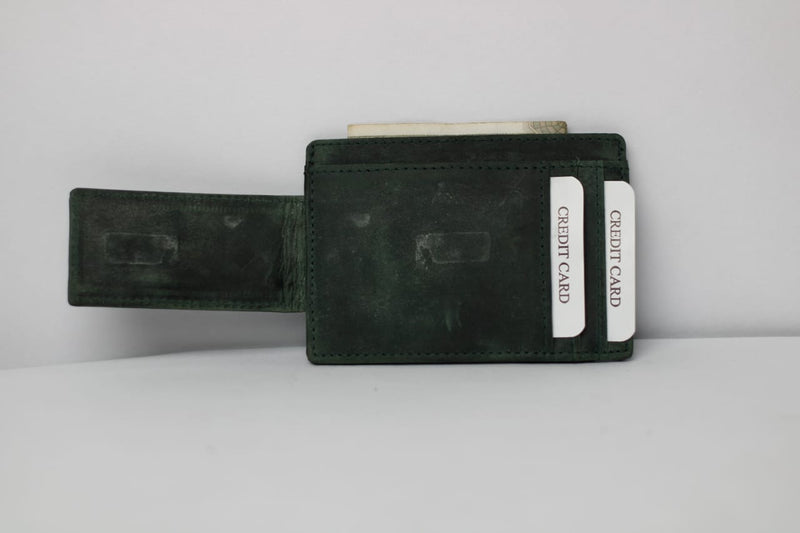 Hunter Leather Card Holder: Timeless Elegance with 4 Card Slots & ID Slot