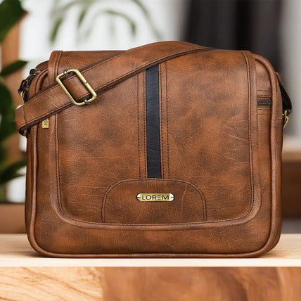 Premium Dual Zip Laptop Bag: Genuine Leather Elegance & Functionality