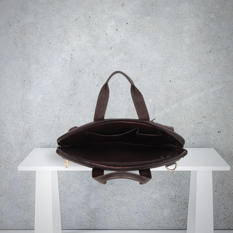 Elevate Office Style with Brown Leather Handbag - Professional Elegance