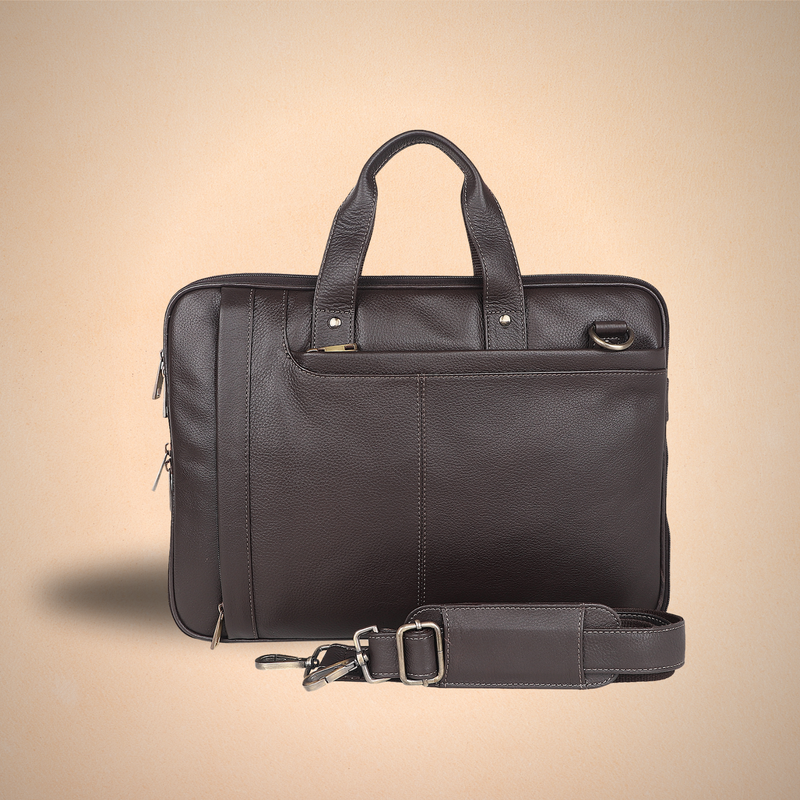 Elevate Office Style with Brown Leather Handbag - Professional Elegance
