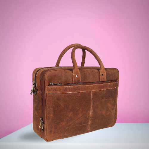 Unisex Leather Office Bags: Premium Brown Leather Utility for Professionals